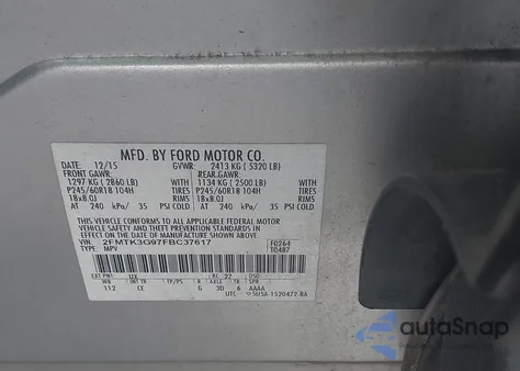 2015 Ford Edge Se z USA, uszkodzony, nr VIN 2FMTK3G97FBC37617